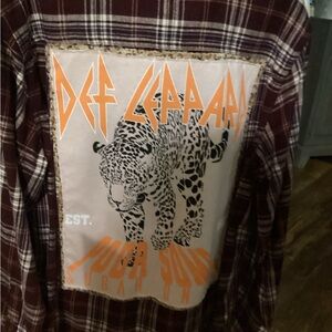 Plaid Shirt with Leopard Graphic